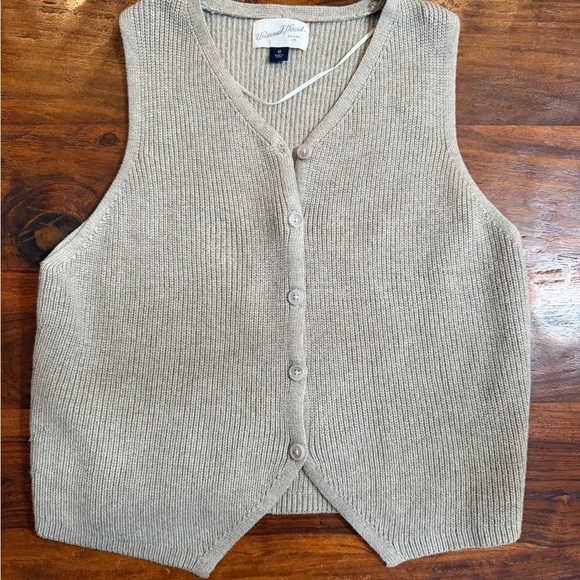 Universal Thread Sweaters - Universal Thread Beige Knit Cardigan Vest